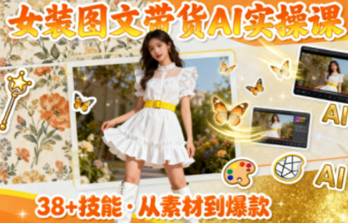 女装图文带货的AI实操课，覆盖38个实用技能，快速提升素材制作效率小淇云库-创业网-网赚副业-网创副业-项目拆解-技术类创业资源网-副业网-免费资源下载小淇云库