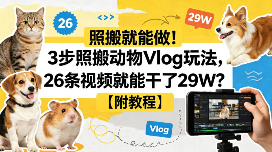 照搬就能做！3步照搬动物Vlog玩法，26条视频就能干了29W？【附教程】【赠coze一键生成工作流】-荆楚AI