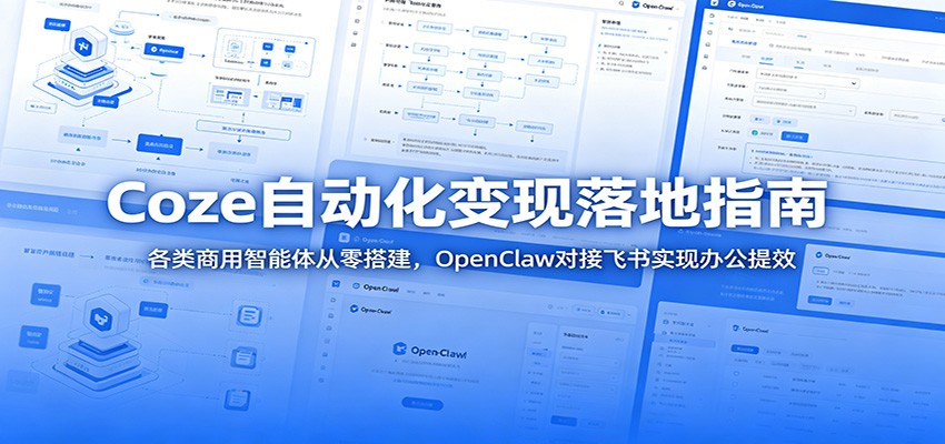 Coze自动化变现落地指南:各类商用智能体从零搭建,OpenClaw对接飞书实现办公提效-荆楚AI