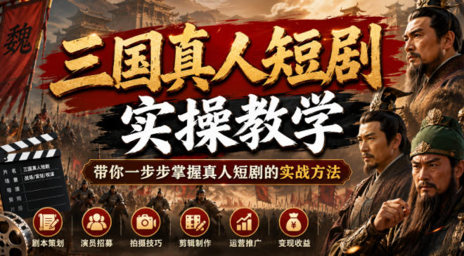 三国真人短剧实操教学,带你一步步掌握真人短剧的实战方法-荆楚AI