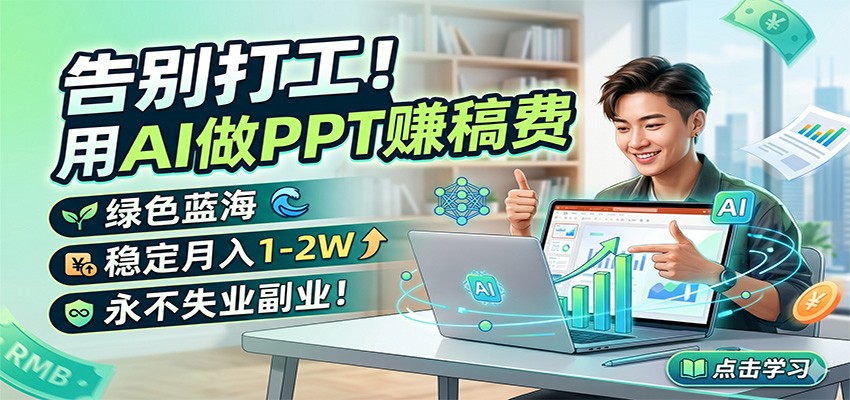 告别打工！用AI做PPT赚稿费，绿色蓝海，稳定月入1-2W，永不失业副业！-荆楚AI