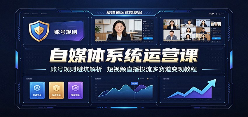 自媒体系统运营课:账号规则避坑解析,短视频直播投流多赛道变现教程-荆楚AI