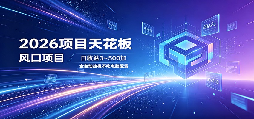 2026项目天花板，风口项目，日收益3~500+全自动挂机，不吃配置-荆楚AI