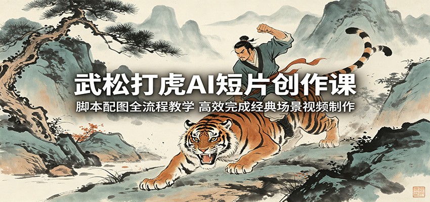 武松打虎AI短片创作课：脚本配图全流程教学，高效完成经典场景视频制作-荆楚AI