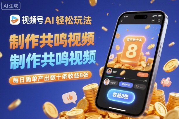 视频号AI轻松玩法，制作共鸣视频，每日简单产出数十条收益8张小淇云库-创业网-网赚副业-网创副业-项目拆解-技术类创业资源网-副业网-免费资源下载小淇云库