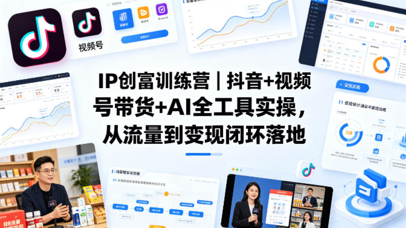 IP创富训练营｜抖音+视频号带货+AI全工具实操，从流量到变现闭环落地-荆楚AI