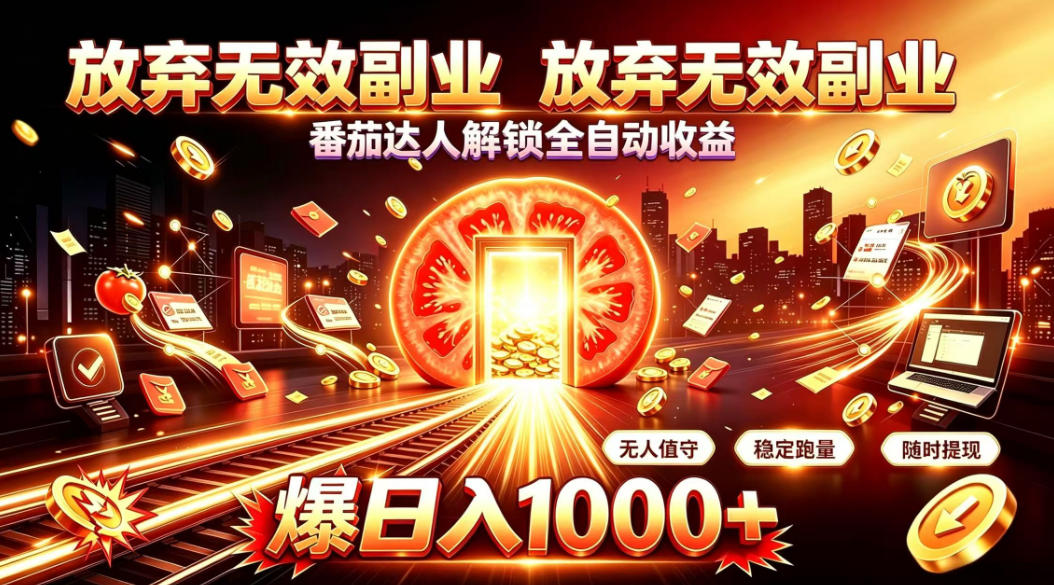 放弃无效副业,番茄达人解锁全自动收益,日入1k+,门槛最低的线上轻资产项目【揭秘】-荆楚AI