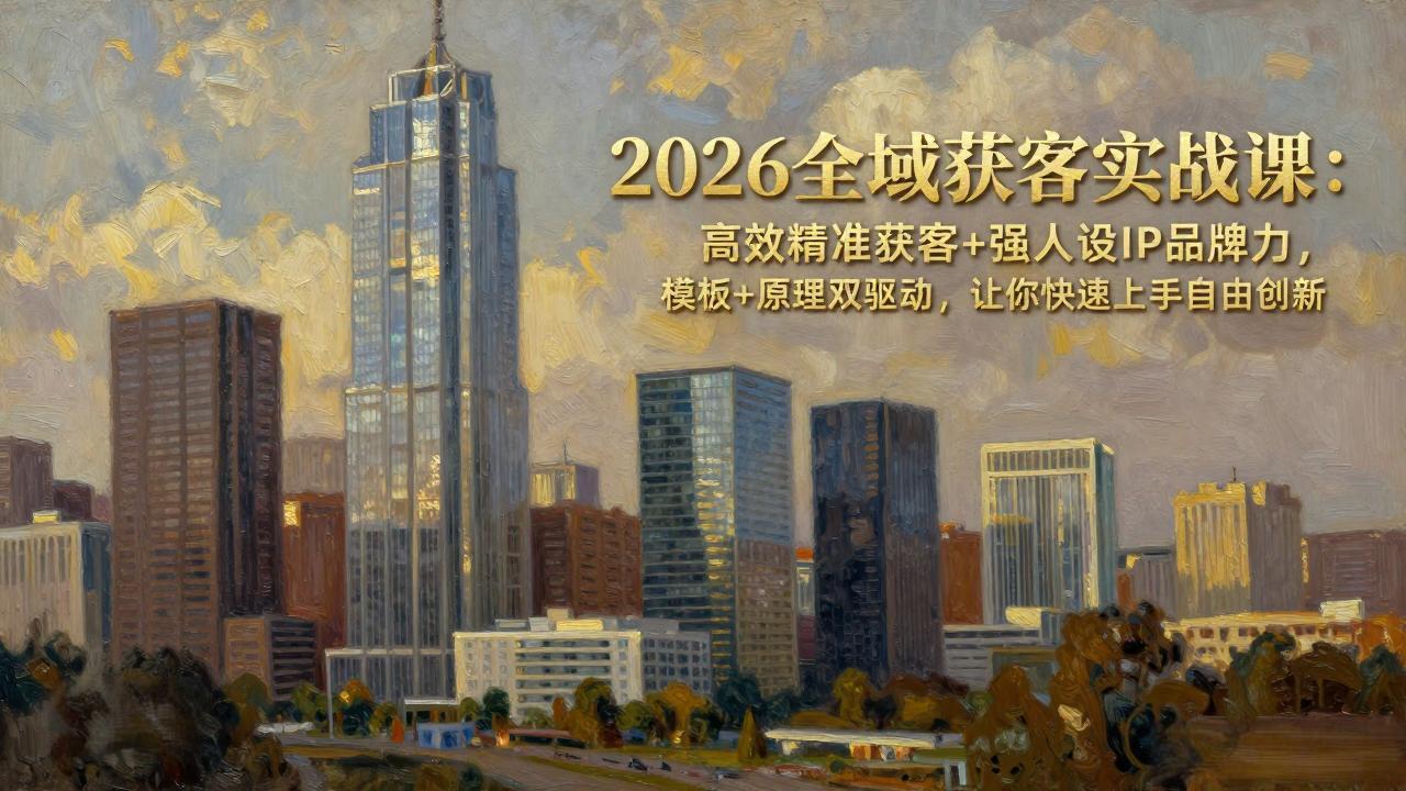 2026全域获客实战课：高效精准获客+强人设IP品牌力，模板+原理双驱动，让你快速上手自由创新小淇云库-创业网-网赚副业-网创副业-项目拆解-技术类创业资源网-副业网-免费资源下载小淇云库
