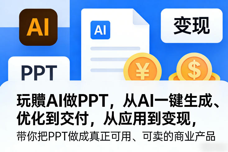 玩賺AI做PPT，从AI一键生成、优化到交付，从应用到变现，带你把PPT做成真正可用、可卖的商业产品(更新0421)-荆楚AI