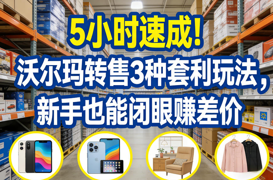 5小时速成！沃尔玛转售3种套利玩法，新手也能闭眼賺差价小淇云库-创业网-网赚副业-网创副业-项目拆解-技术类创业资源网-副业网-免费资源下载小淇云库