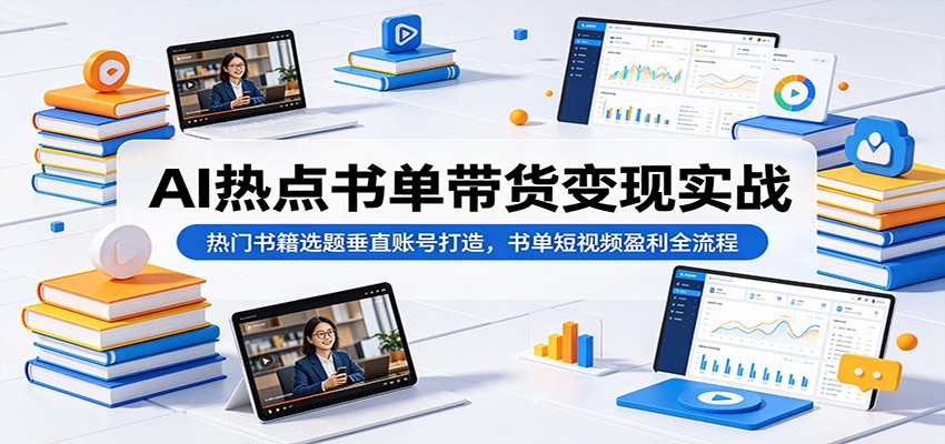 AI热点书单带货变现实战:热门书籍选题垂直账号打造,书单短视频盈利全流程-荆楚AI