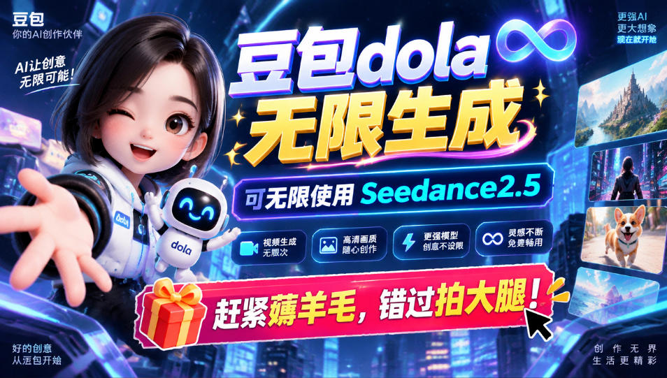 1029最新豆包dola无限生成技术，可以无限生成sseedance2.5，赶紧薅羊毛，和谐拍大腿-荆楚AI