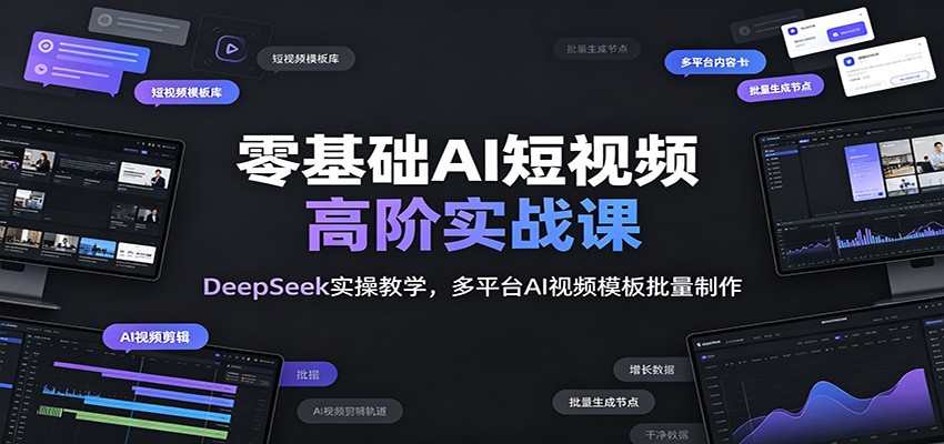 零基础AI短视频高阶实战课：DeepSeek实操教学，多平台AI视频模板批量制作-荆楚AI