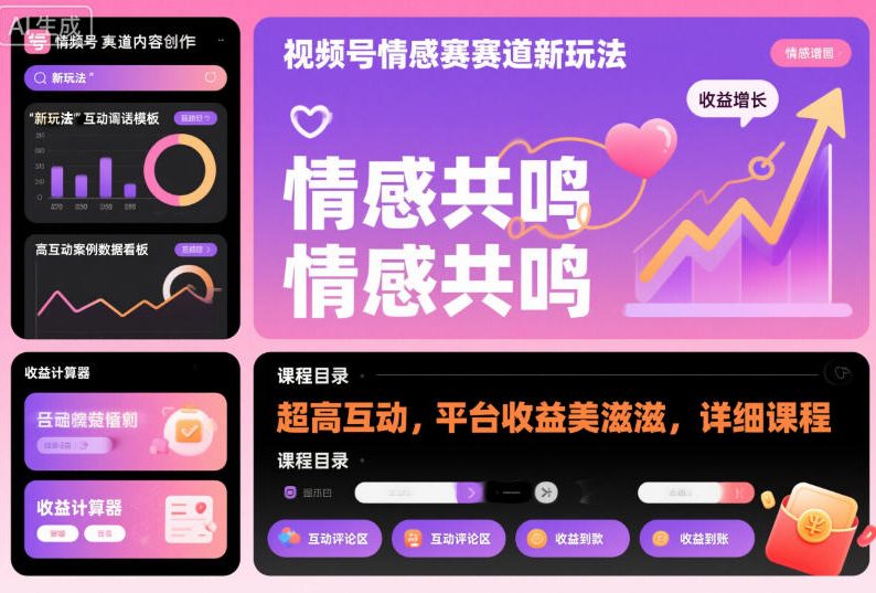 视频号情感赛道新玩法,超高互动,平台收益美滋滋,详细课程小淇云库-创业网-网赚副业-网创副业-项目拆解-技术类创业资源网-副业网-免费资源下载小淇云库