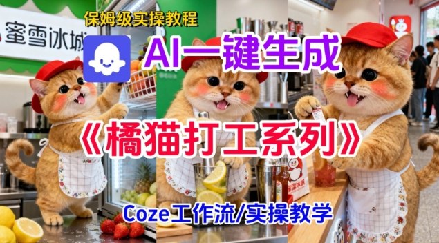 Coze扣子工作流一键生成胖橘猫打工短视频，保姆级实操搭建教学小淇云库-创业网-网赚副业-网创副业-项目拆解-技术类创业资源网-副业网-免费资源下载小淇云库