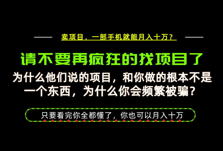 为什么做项目的人大多都是炮灰?为什么只有卖项目才能稳?看完你也可以月入10W+【揭秘】-荆楚AI