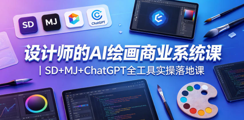 设计师的AI绘画商业系统课|SD+MJ+ChatGPT全工具实操落地课-荆楚AI