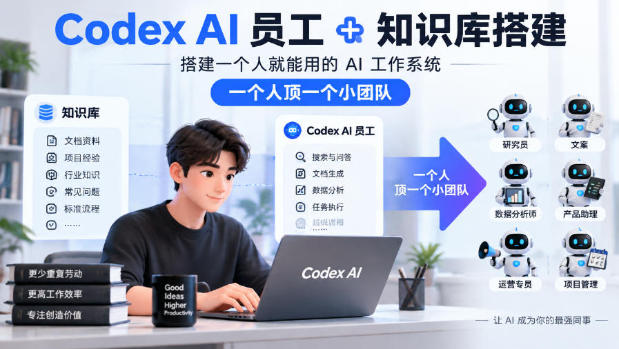 Codex AI员工+知识库搭建，搭建一个人就能用的AI工作系统，一个人顶一个小团队-荆楚AI