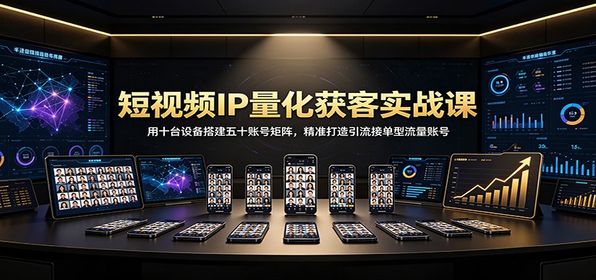短视频IP量化获客实战课:用十台设备搭建五十账号矩阵,精准打造引流接单型流量账号-荆楚AI