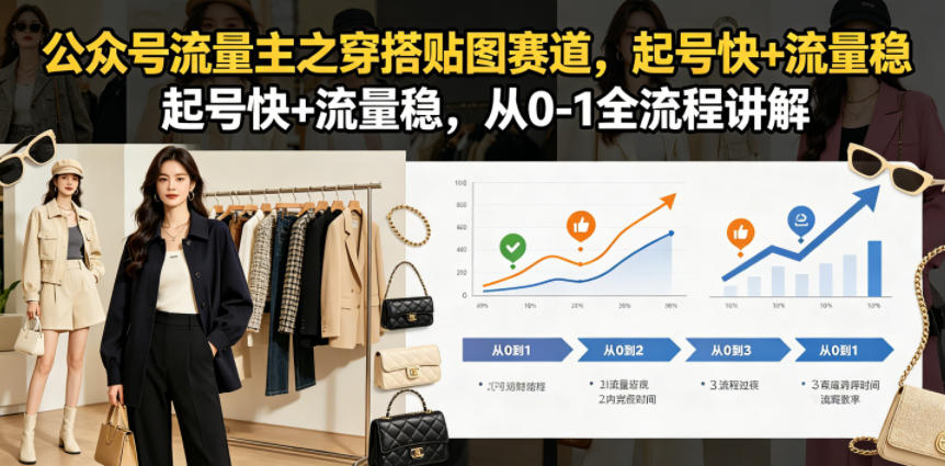 公众号流量主之穿搭贴图赛道，起号快+流量稳，从0-1全流程讲解-荆楚AI