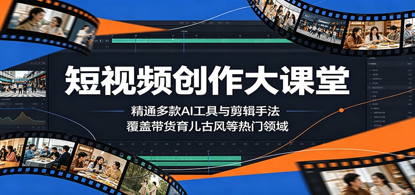 短视频创作大课堂：精通多款AI工具与剪辑手法，覆盖带货、育儿、古风等热门领域-荆楚AI