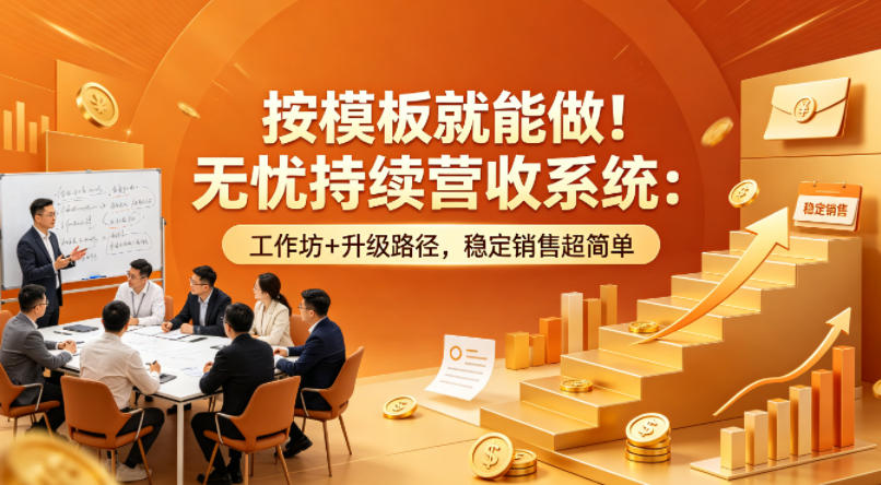 按模板就能做！无忧持续营收系统：工作坊+升级路径，稳定销售超简单【原创双语字幕】-荆楚AI