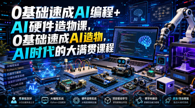0基础速成AI编程+AI硬件造物课,0基础速成AI造物,AI时代的大满贯课程-荆楚AI