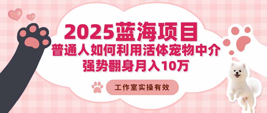 2025蓝海项目:普通人如何利用活体宠物中介,强势翻身月入10万小淇云库-创业网-网赚副业-网创副业-项目拆解-技术类创业资源网-副业网-免费资源下载小淇云库