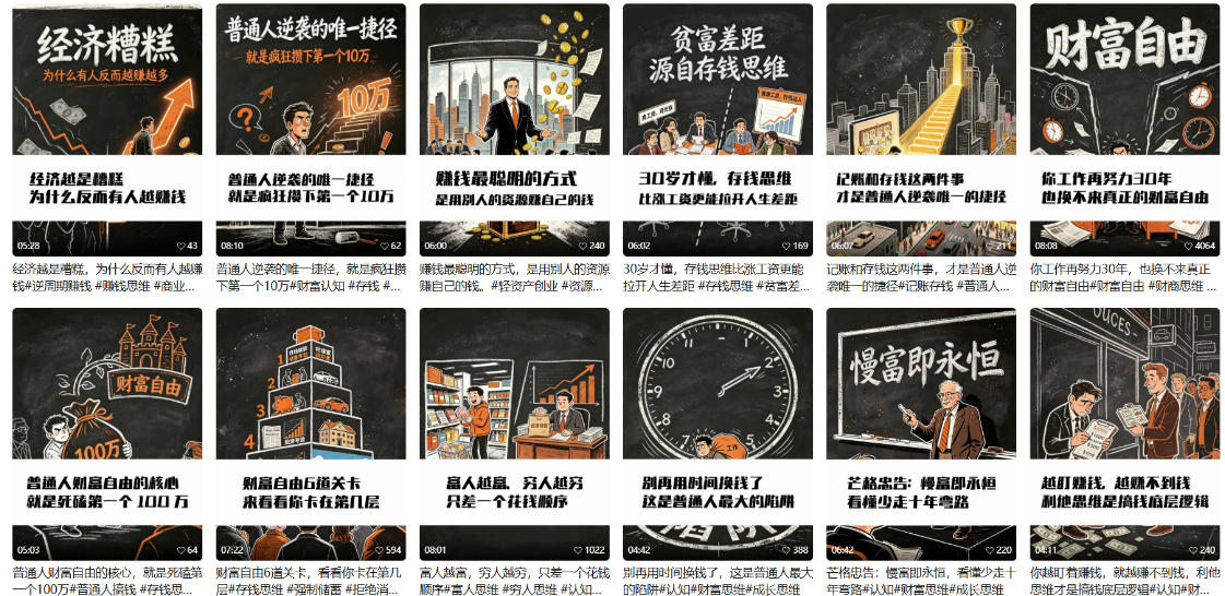 【AI书单】财富书籍图文解读玩法,一键直出,几十条视频,跑出1000单,全流程拆解,新手也可以上手-荆楚AI