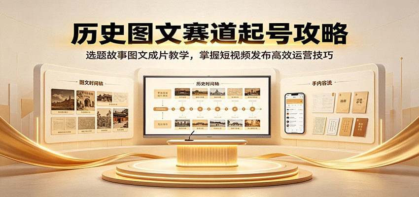 历史图文赛道起号攻略：选题故事图文成片教学，掌握短视频发布高效运营技巧-荆楚AI