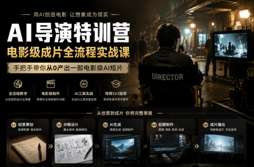 AI导演特训营，电影级成片全流程实战课，手把手带你从0产出一部电影级AI短片-荆楚AI
