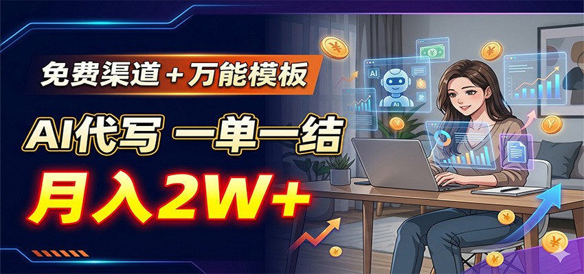 免费渠道+万能模板,AI代写一单一结,月入2W+-荆楚AI
