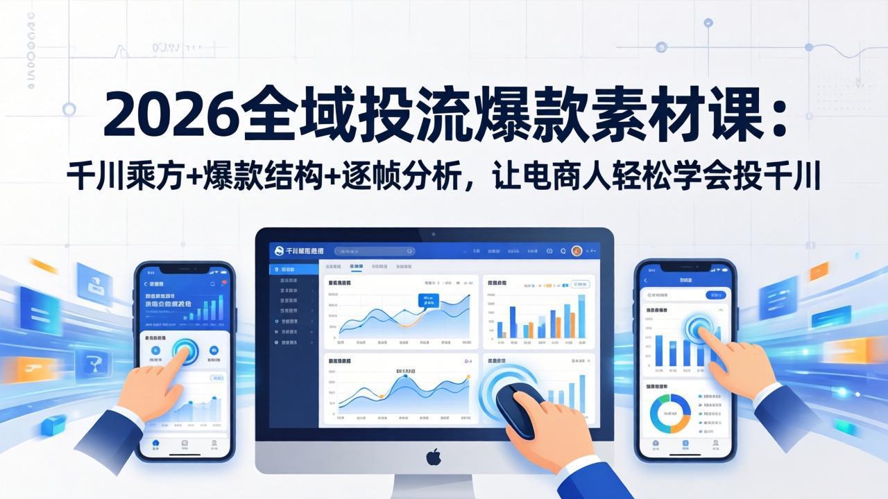 2026全域投流爆款素材课:千川乘方+爆款结构+逐帧分析,让电商人轻松学会投千川小淇云库-创业网-网赚副业-网创副业-项目拆解-技术类创业资源网-副业网-免费资源下载小淇云库