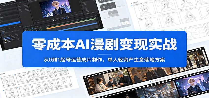 零成本AI漫剧变现实战：从0到1起号运营成片制作，单人轻资产生意落地方案-荆楚AI