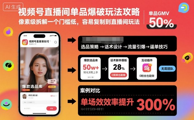 视频号直播间单品爆破玩法攻略，像素级拆解一个门槛低，容易复制到直播间玩法小淇云库-创业网-网赚副业-网创副业-项目拆解-技术类创业资源网-副业网-免费资源下载小淇云库