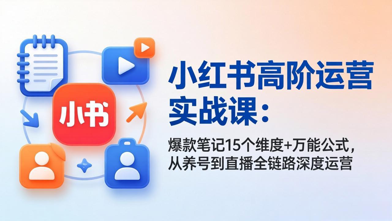 小红书高阶运营实战课：爆款笔记15个维度+万能公式，从养号到直播全链路深度运营小淇云库-创业网-网赚副业-网创副业-项目拆解-技术类创业资源网-副业网-免费资源下载小淇云库