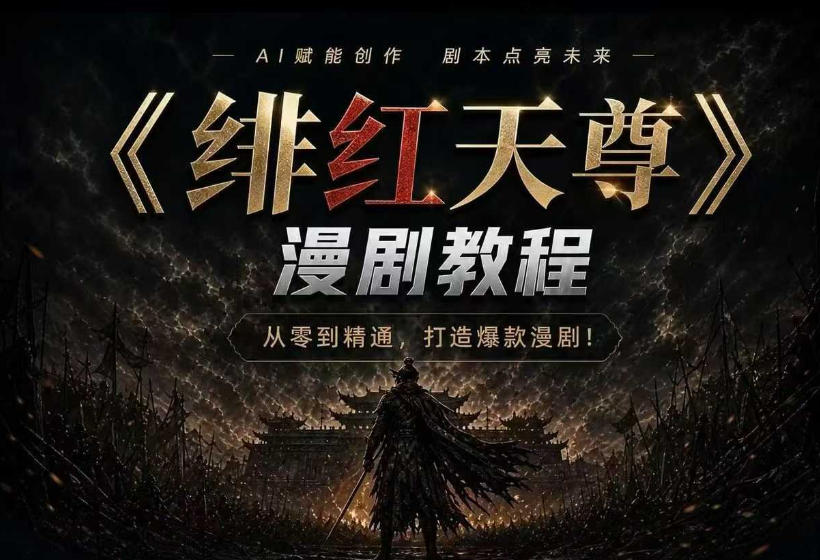 绯红天尊AI漫剧系统教程｜从零入门到精通，工具运用+剧本创作+爆款逻辑+提示词素材+镜头剪辑，全套爆款漫剧落地实战课-荆楚AI