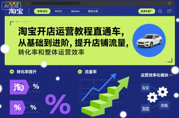 淘宝开店运营教程直通车，从基础到进阶，提升店铺流量，转化率和整体运营效率(更新26年3月24日)-荆楚AI