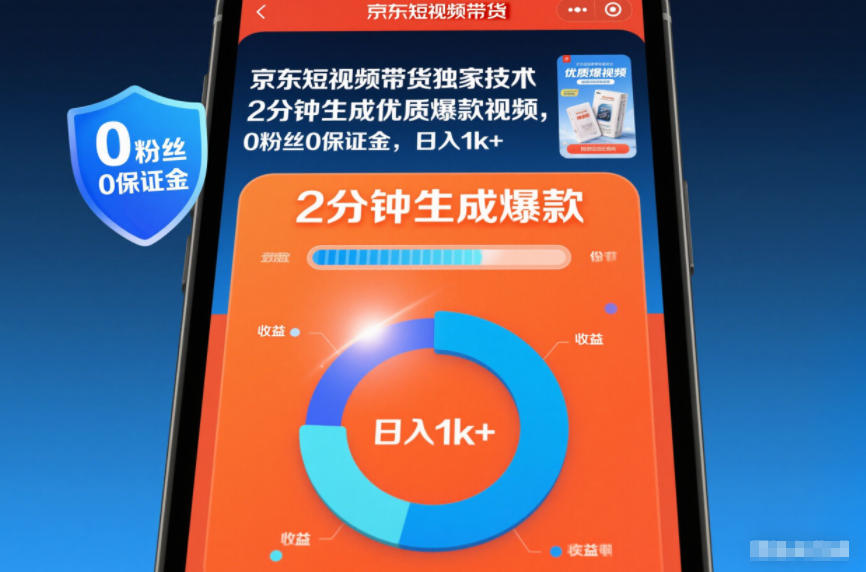 京东短视频带货独家技术，2分钟生成一条优质爆款视频，0粉丝0保证金，日入1k+【揭秘】小淇云库-创业网-网赚副业-网创副业-项目拆解-技术类创业资源网-副业网-免费资源下载小淇云库