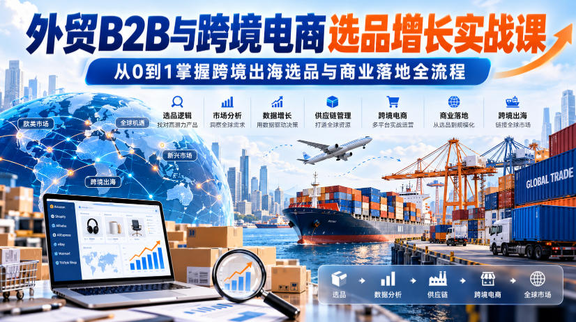 外贸B2B与跨境电商选品增长实战课,从0到1掌握跨境出海选品与商业落地全流程-荆楚AI
