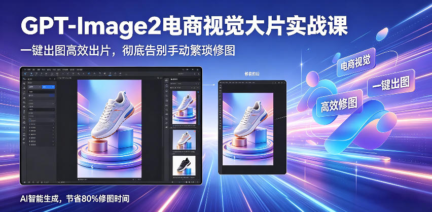 GPT-Image2电商视觉大片实战课,一键出图高效出片,彻底告别手动繁琐修图-荆楚AI