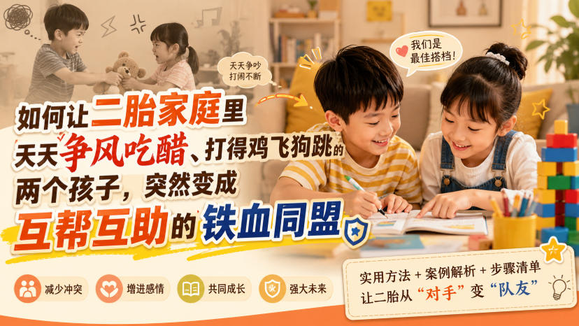 付费文章：如何让二胎家庭里天天争风吃醋、打得鸡飞狗跳的两个孩子，突然变成互帮互助的铁血同盟？-荆楚AI