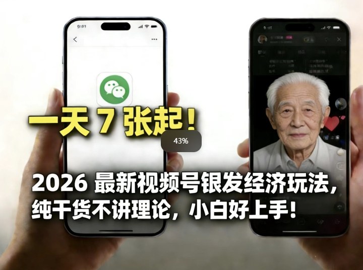 2026最新视频号银发经济玩法，轻松每天7张起，小白也可做-荆楚AI