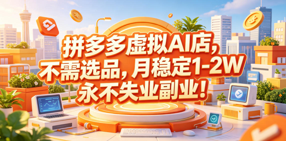 拼多多虚拟AI店,不需选品,月稳定1-2W,永不失业副业!【揭秘】-荆楚AI