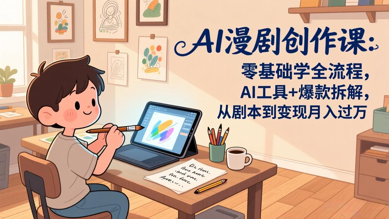 AI漫剧创作课：零基础学全流程，AI工具+爆款拆解，从剧本到变现月入过万小淇云库-创业网-网赚副业-网创副业-项目拆解-技术类创业资源网-副业网-免费资源下载小淇云库