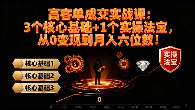 高 客单成交实战课：3个核心基础+1个实操法宝，从0变现到月入六位数！小淇云库-创业网-网赚副业-网创副业-项目拆解-技术类创业资源网-副业网-免费资源下载小淇云库