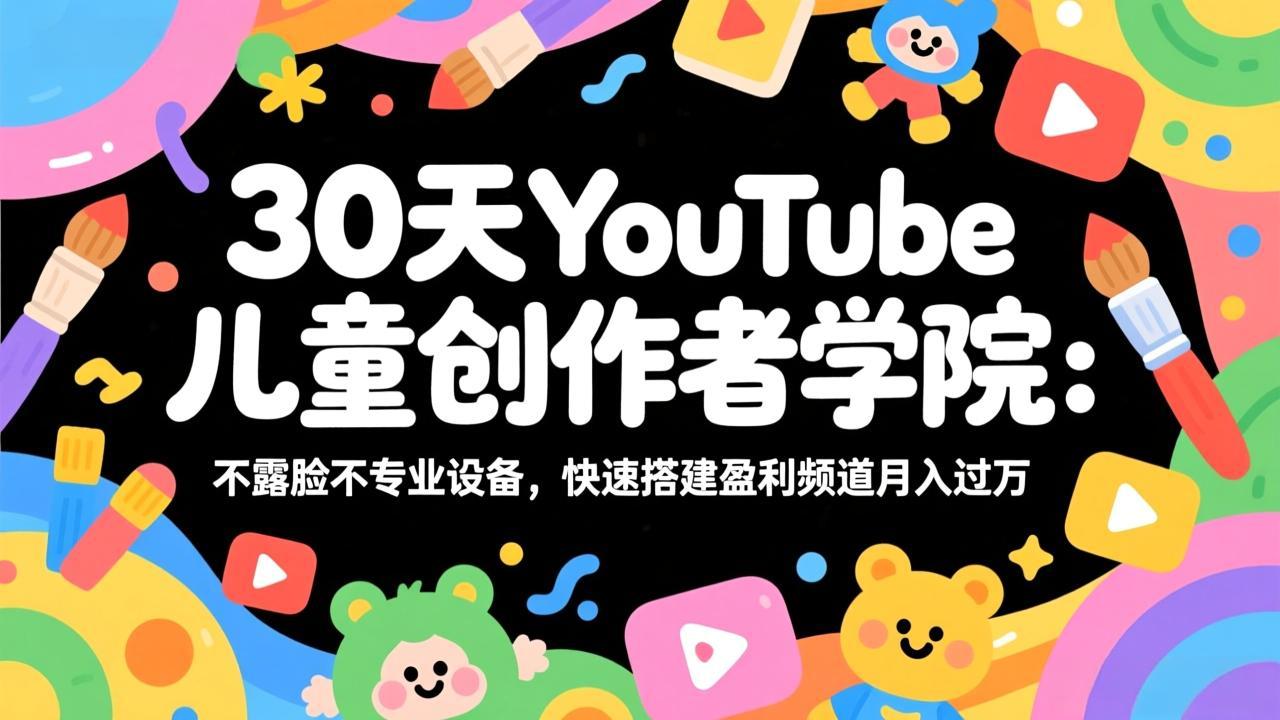 30天YouTube儿童创作者学院:不露脸不专业设备,快速搭建盈利频道月入过万小淇云库-创业网-网赚副业-网创副业-项目拆解-技术类创业资源网-副业网-免费资源下载小淇云库
