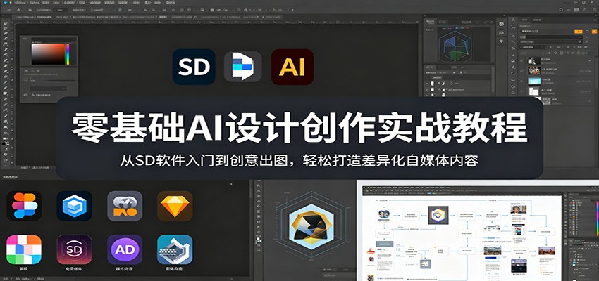 零基础AI设计创作实战教程：从SD软件入门到创意出图，轻松打造差异化自媒体内容-荆楚AI