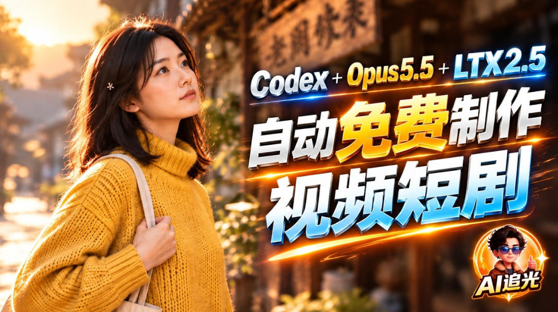 【无水印】Codex出图+免费LTX-2.5生成视频,Claude Opus 5.5全自动剪出1分钟情感短剧《停了的表》-荆楚AI