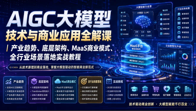 AIGC大模型技术与商业应用全解课｜产业趋势、底层架构、MaaS商业模式、全行业场景落地实战教程-荆楚AI